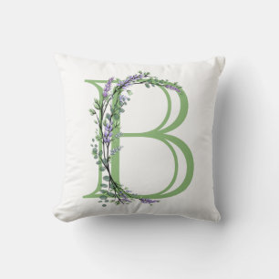 Monogram B lavender Eucalyptus Kussen