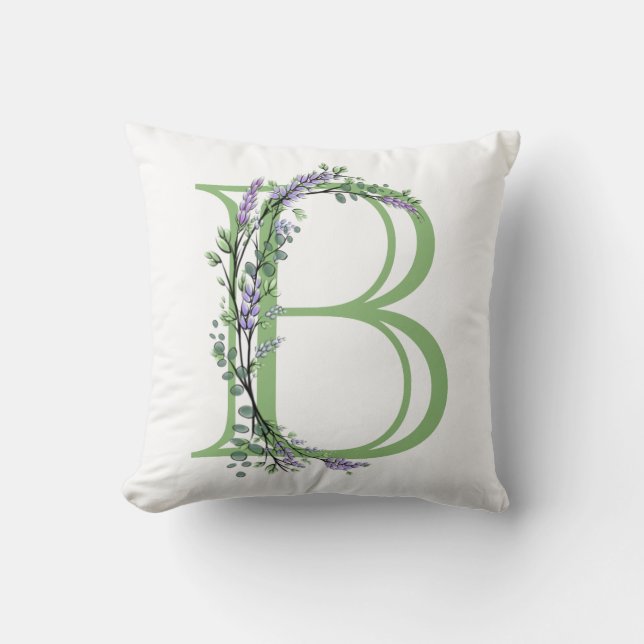 Monogram B lavender Eucalyptus Kussen (Voorkant)