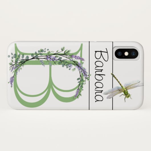 Monogram B Lavender Eucalyptus met Dragonfly Case-Mate iPhone Case (Achterkant (horizontaal))
