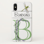 Monogram B Lavender Eucalyptus met Dragonfly Case-Mate iPhone Case (Achterkant)