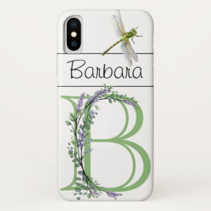 Monogram B Lavender Eucalyptus met Dragonfly Case-Mate iPhone Case