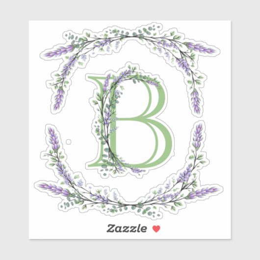 Monogram B lavender Eucalyptus Sticker (Vel)