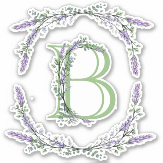 Monogram B lavender Eucalyptus Sticker (Voorkant)