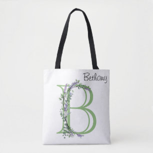 Monogram B lavender Eucalyptus Tote Bag