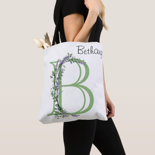 Monogram B lavender Eucalyptus Tote Bag (Dichtbij)
