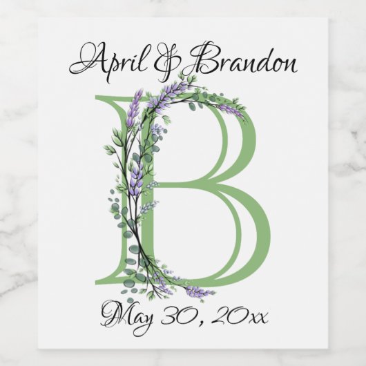 Monogram B lavender Eucalyptus Wijn Etiket (Enkel label)