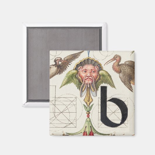 Monogram B, letter B, alfabet B, monogram A+B Magneet (Voorkant / Achterkant)