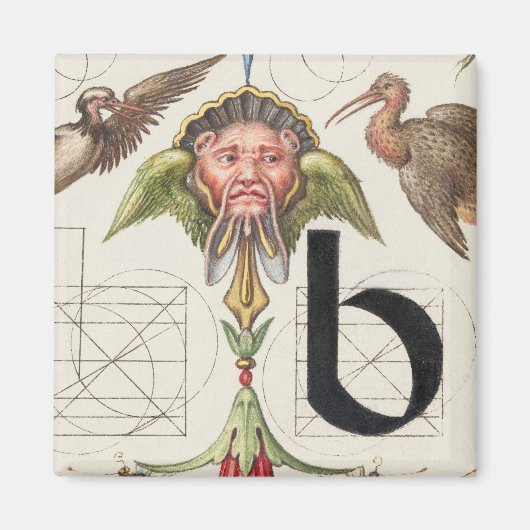 Monogram B, letter B, alfabet B, monogram A+B Magneet (Voorkant)