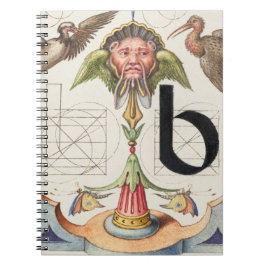 Monogram B, letter B, alfabet B, monogram A+B Notitieboek