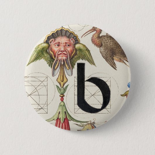 Monogram B, letter B, alfabet B, monogram A+B Ronde Button 5,7 Cm (Voorkant)