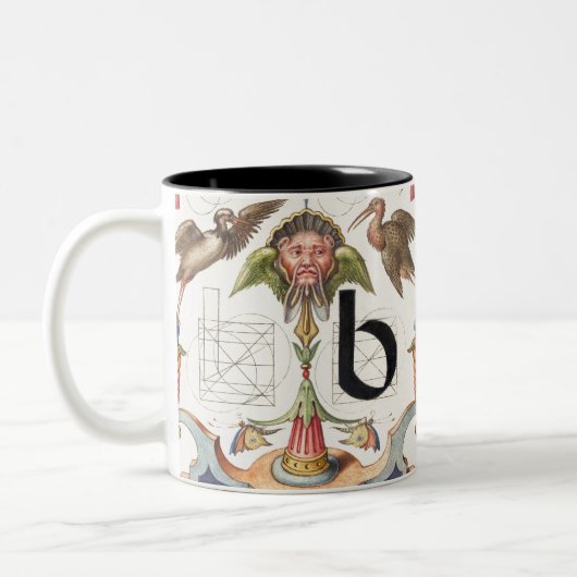 Monogram B, letter B, alfabet B, monogram A+B Tweekleurige Koffiemok (Links)