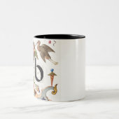 Monogram B, letter B, alfabet B, monogram A+B Tweekleurige Koffiemok (Center)