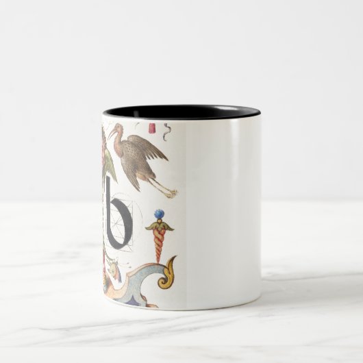 Monogram B, letter B, alfabet B, monogram A+B Tweekleurige Koffiemok (Center)