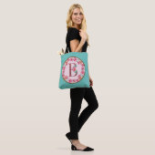 Monogram B Letter met Peony Flower Afbeelding Canv Tote Bag (Op model)