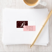 Monogram B Moderne Adresetiketten Bruin Roze Etiket (Insitu)