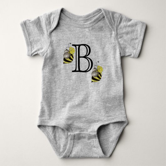 Monogram B Monogrammen Bumblebee Gele Bumble Bee Romper (Voorkant)