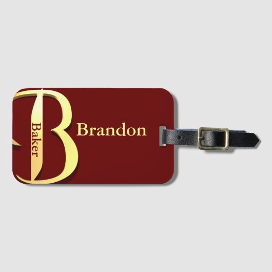 Monogram B Naam Gepersonaliseerd Bagagelabel (Voorkant (horizontaal))