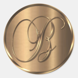Monogram B NONMETALLIC Bronze Envelope Seal Ronde Sticker