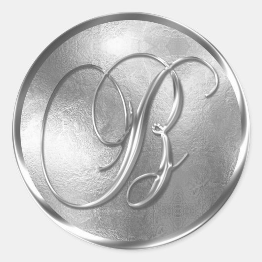 Monogram B NONMETALLIC Silver Envelope Seal Ronde Sticker (Voorkant)