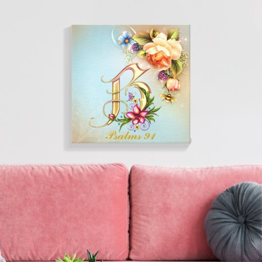 Monogram B Premium gestreken Canvas (gloss) Afdruk (Insitu (Woonkamer))