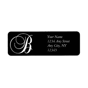 Monogram B retouradres labels zwart wit