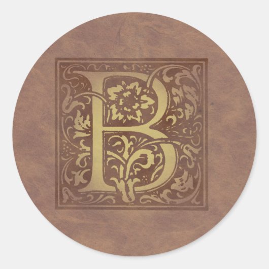 monogram B Ronde Sticker (Voorkant)