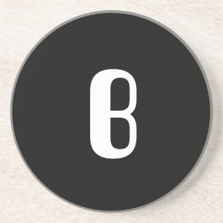 Monogram B, rood & wit, witte cheque op wit Zandsteen Onderzetter