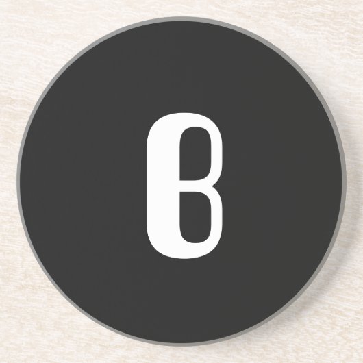 Monogram B, rood & wit, witte cheque op wit Zandsteen Onderzetter (Voorkant)