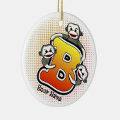 Monogram B Sock Monkey Keramisch Ornament (Rechts)