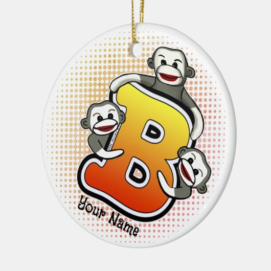 Monogram B Sock Monkey Keramisch Ornament (Links)