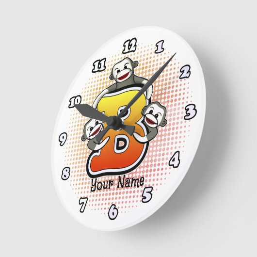 Monogram B Sock Monkey klok (Hoek)