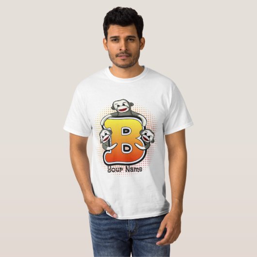 Monogram B Sock Monkey T-Shirt (Voorkant volledig)