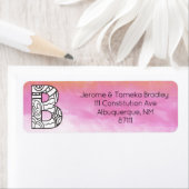 Monogram B Tangle Letter Oranje Roze Waterverf Etiket (Insitu)