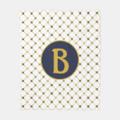 Monogram B van het witte en goudpuntenrooster Fleece Deken (Voorkant)