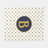 Monogram B van het witte en goudpuntenrooster Fleece Deken (Voorkant (Horizontaal))