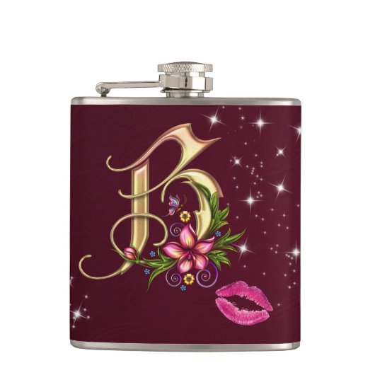 Monogram B Wrapped Flask, 6 oz. Heupfles (Voorkant)