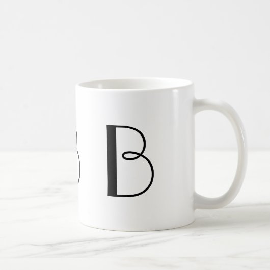 Monogram B Zwarte en Witte Moderne KoffieMok (Rechts)