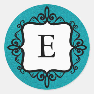 Monogram Baby Aankondiging Envelopsluiting Ronde Sticker