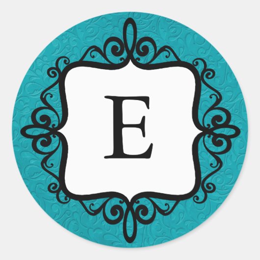 Monogram Baby Aankondiging Envelopsluiting Ronde Sticker (Voorkant)