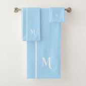 Monogram Baby Blauw Wit Racing Stripes Boys Kinder Bad Handdoek (Insitu)