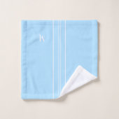 Monogram Baby Blauw Wit Racing Stripes Boys Kinder Bad Handdoek (Wasdoekje)