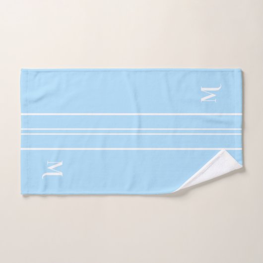 Monogram Baby Blauw Wit Racing Stripes Boys Kinder Bad Handdoek (Handdoek)