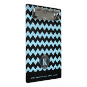 Monogram Baby Blauw & Zwarte Chevron Stripes Mini Klembord (Schuin)
