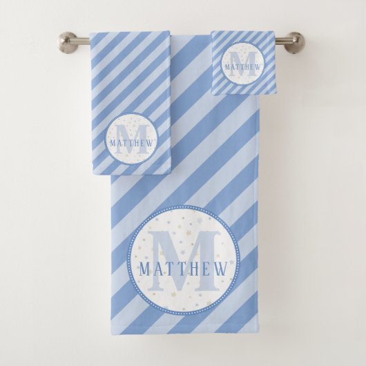 Monogram Baby Blue Bad Handdoek (Insitu)