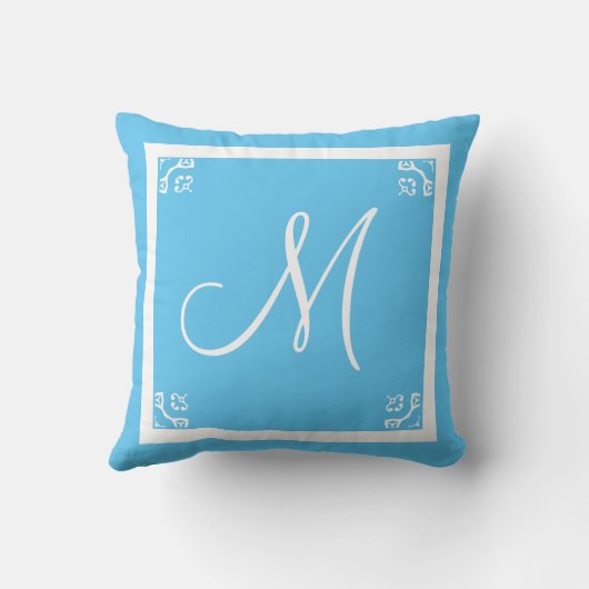MONOGRAM baby blue gepersonaliseerd Kussen (Achterkant)