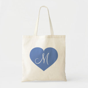 Monogram Baby Blue Hart Tote Bag