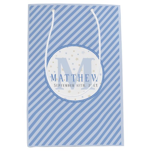 Monogram Baby Blue Medium Gift Bag Medium Cadeauzakje (Voorkant)