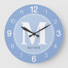 Monogram Baby Blue Nursery Grote Klok