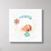 Monogram Baby Foto Boho Bloemen Geboorte Aankondig Canvas Afdruk (Voorkant)