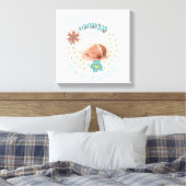 Monogram Baby Foto Boho Bloemen Geboorte Aankondig Canvas Afdruk (Insitu (Slaapkamer))